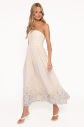 Kayt Strapless Dress - Embroidered Floral