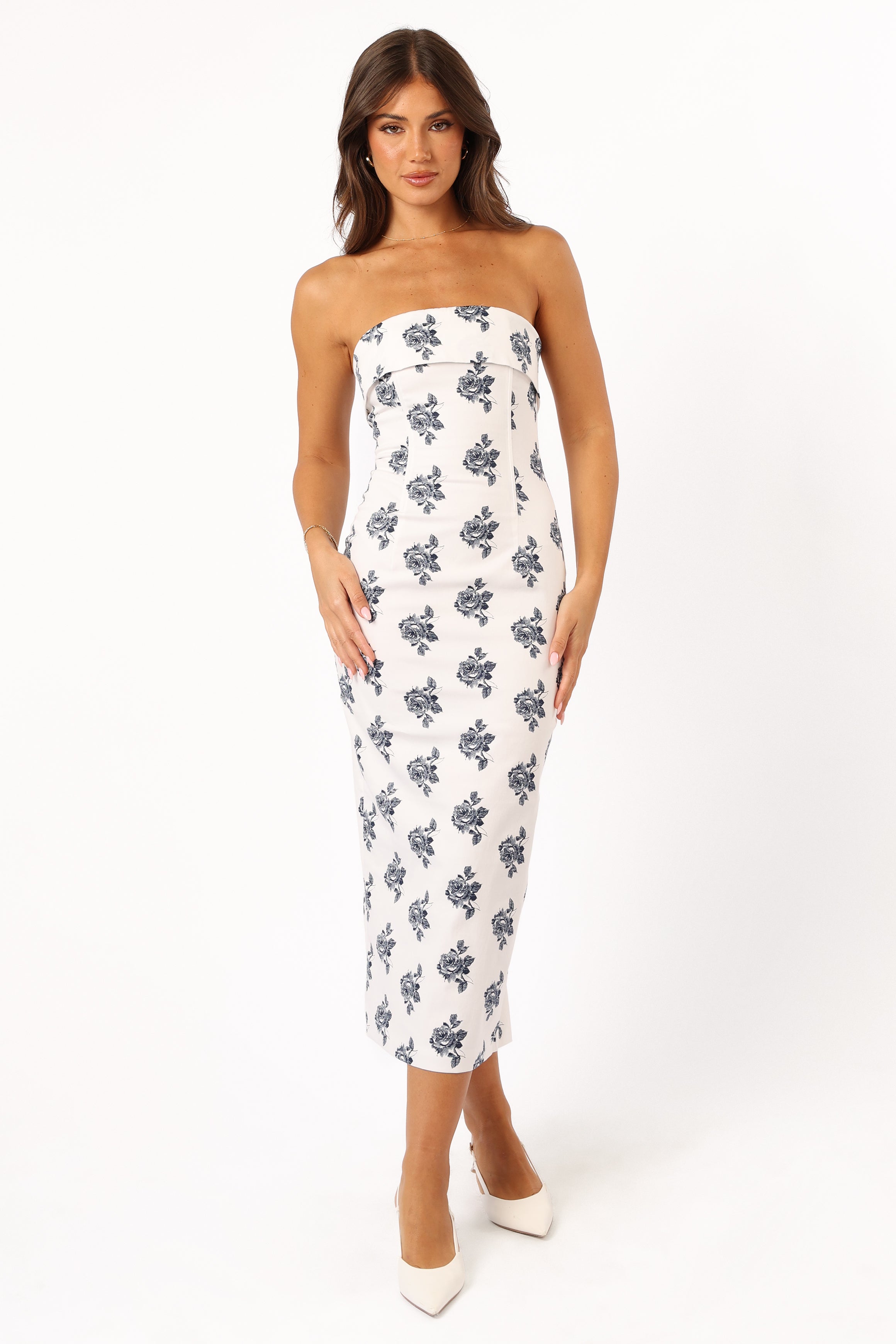 Toni Strapless Midi Dress - Off White