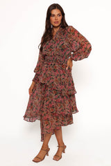 Vivian Midi Dress - Rose/Black