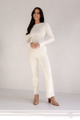 Fleur Ribbed Knit Top - Cream